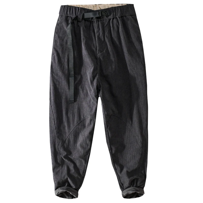 Herren Kord-Chino mit elastischem Bund, Gurtbandschließe und konischem Schnitt Drune