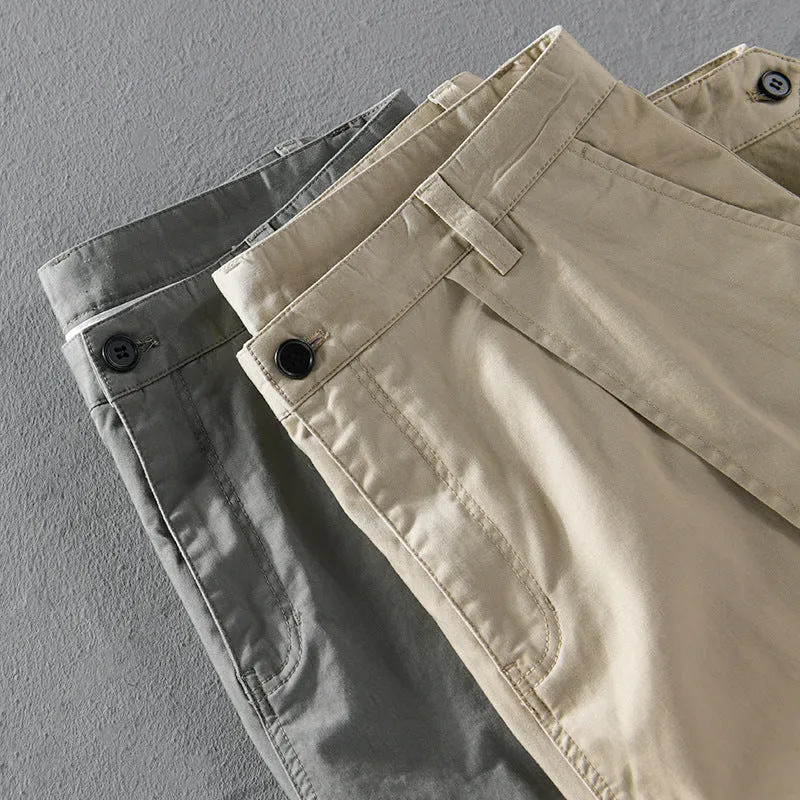 Herren Konisch zulaufende Cargohose mit Bundfalten und verstellbaren Knöchelriemen Drune