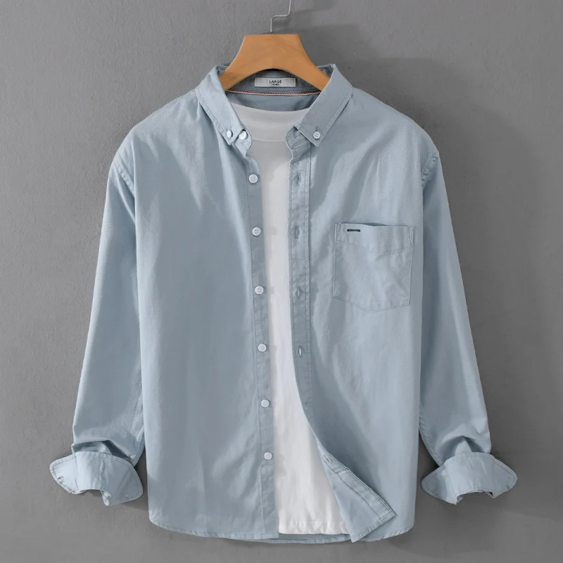 Herren klassisches Button-Down Oxfordhemd aus Baumwolle mit Kentkragen lockerer Schnitt und Brusttasche Drune