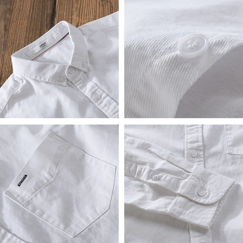 Herren klassisches Button-Down Oxfordhemd aus Baumwolle mit Kentkragen lockerer Schnitt und Brusttasche Drune