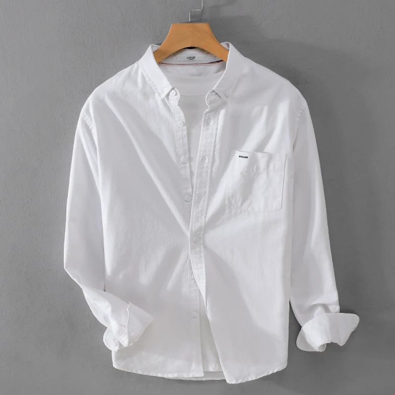 Herren klassisches Button-Down Oxfordhemd aus Baumwolle mit Kentkragen lockerer Schnitt und Brusttasche Drune