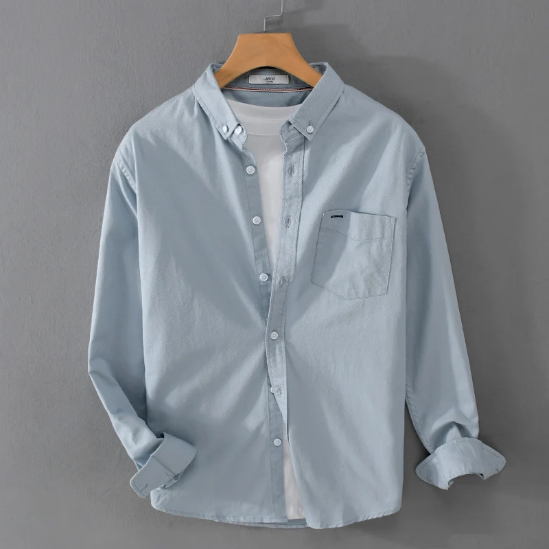 Herren klassisches Button-Down Oxfordhemd aus Baumwolle mit Kentkragen lockerer Schnitt und Brusttasche Drune