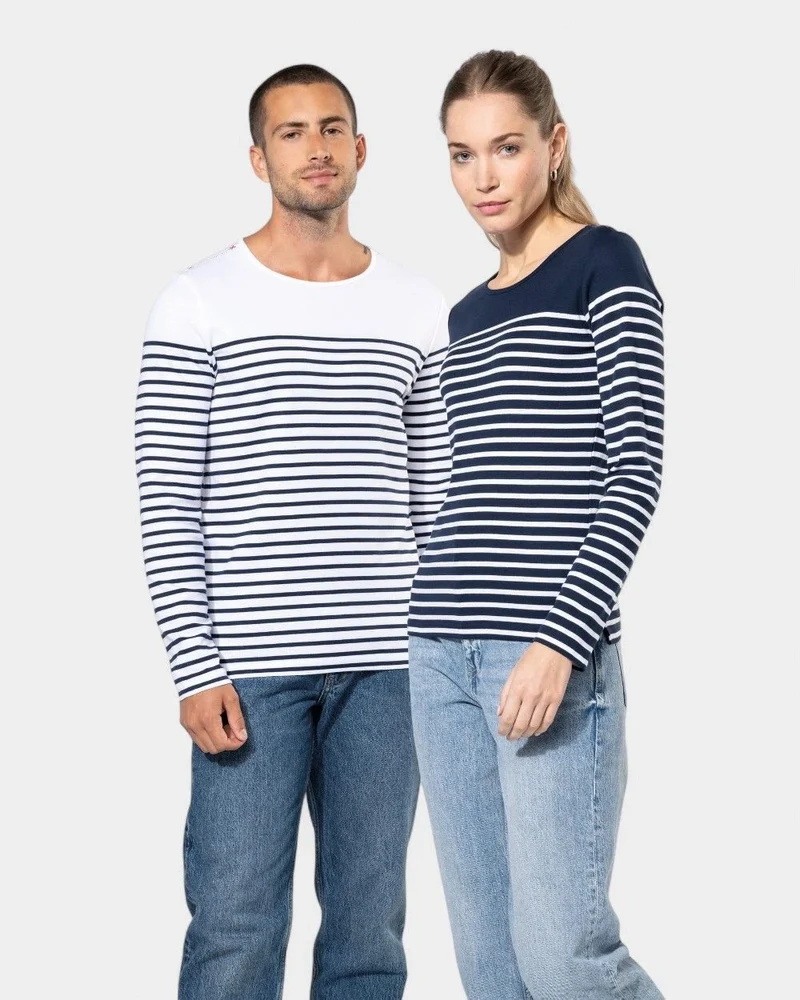 Marinière für Damen mit langen Ärmeln zum Personalisieren