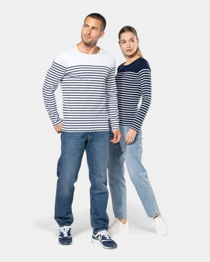 Marinière für Damen mit langen Ärmeln zum Personalisieren
