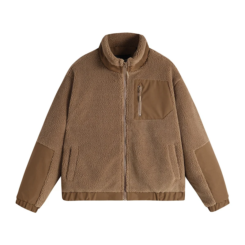 Herren Thermo-Sherpa-Fleecejacke mit Reißverschluss, Brusttasche und verstärkten Ellenbogen Drune