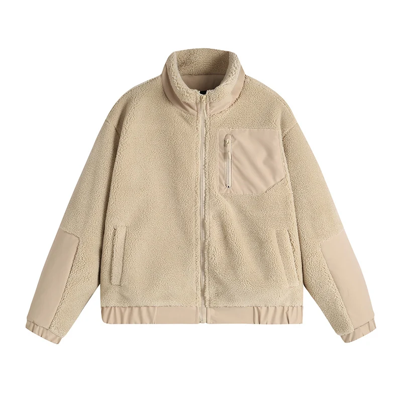 Herren Thermo-Sherpa-Fleecejacke mit Reißverschluss, Brusttasche und verstärkten Ellenbogen Drune