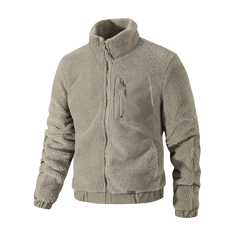 Herren Teddy-Fleece Jacke mit Stehkragen und verstärkten Einsätzen Drune