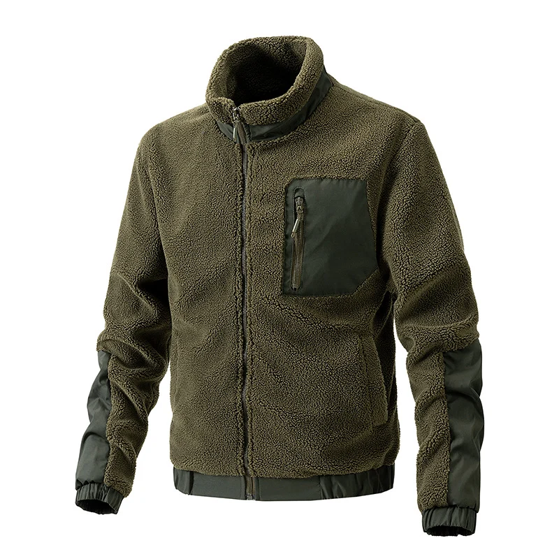 Herren Teddy-Fleece Jacke mit Stehkragen und verstärkten Einsätzen Drune