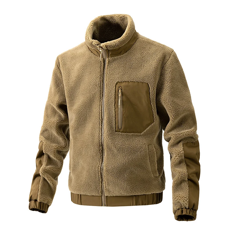 Herren Teddy-Fleece Jacke mit Stehkragen und verstärkten Einsätzen Drune
