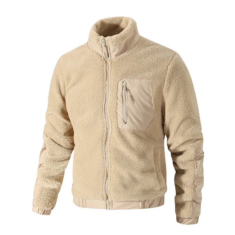 Herren Teddy-Fleece Jacke mit Stehkragen und verstärkten Einsätzen Drune