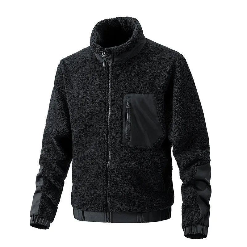Herren Teddy-Fleece Jacke mit Stehkragen und verstärkten Einsätzen Drune