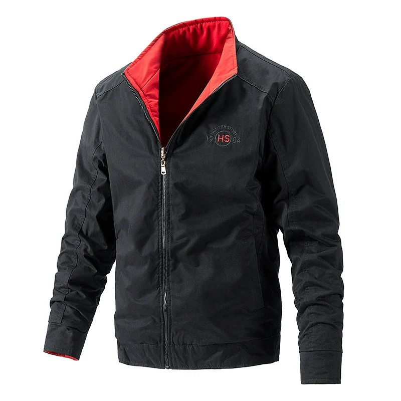Herren Leichte wasserabweisende Zip-Jacke mit Stehkragen und kontrastiertem Futter Drune