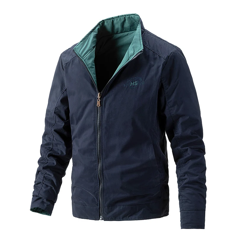 Herren Leichte wasserabweisende Zip-Jacke mit Stehkragen und kontrastiertem Futter Drune