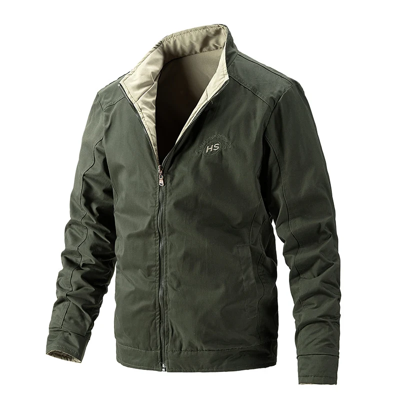 Herren Leichte wasserabweisende Zip-Jacke mit Stehkragen und kontrastiertem Futter Drune