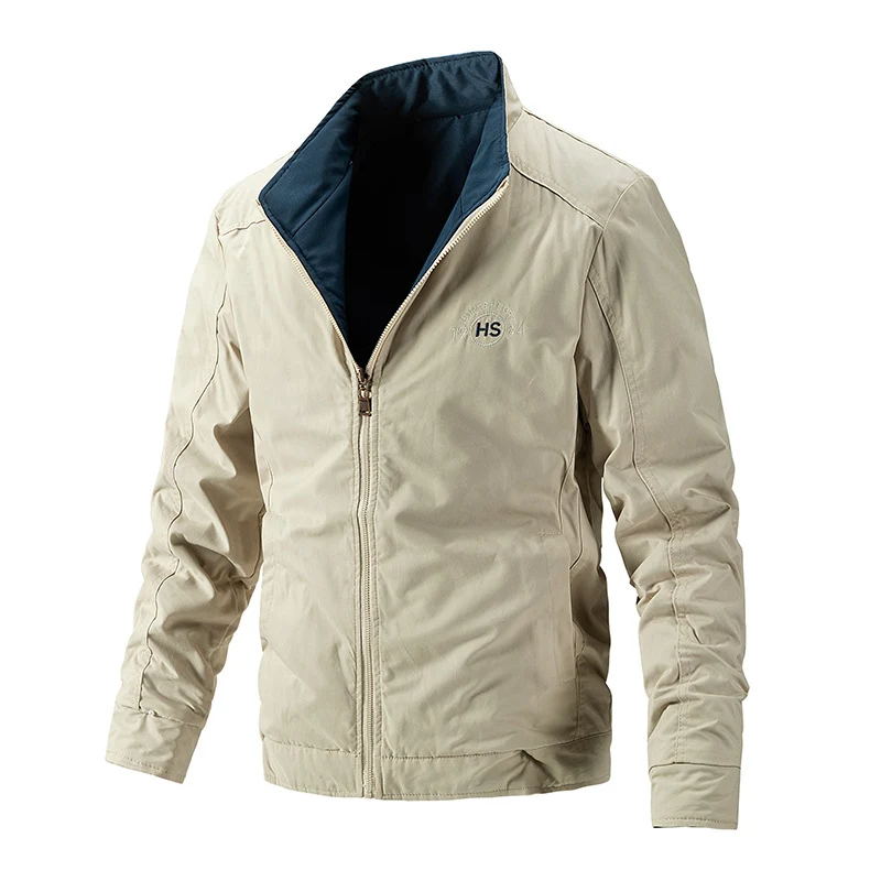 Herren Leichte wasserabweisende Zip-Jacke mit Stehkragen und kontrastiertem Futter Drune