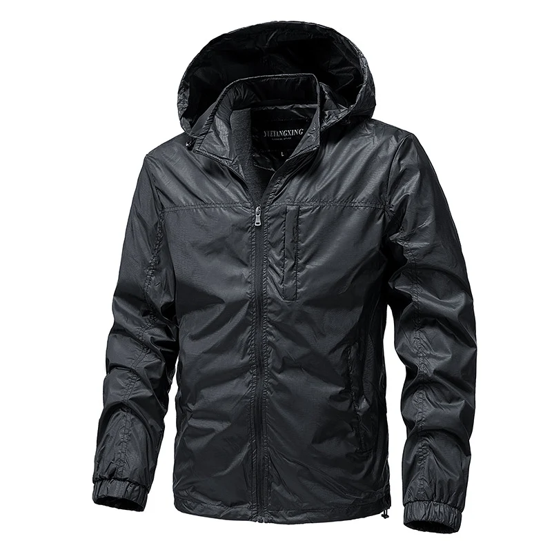Herren Leichte wasserabweisende kompakt verstaubare Windjacke mit Kapuze Drune