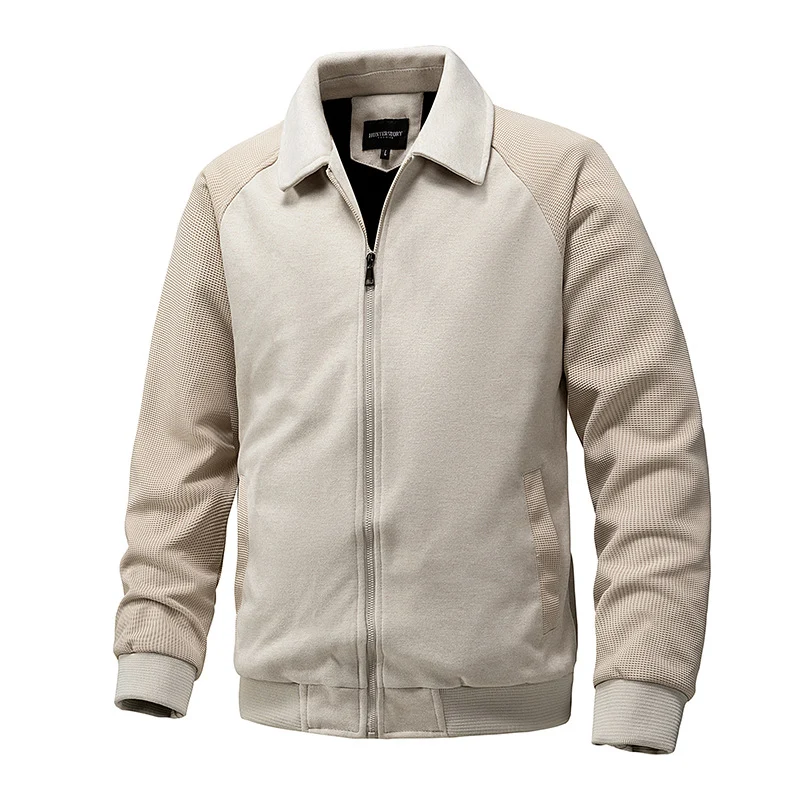 Herren Lässige Sweatjacke mit Reißverschluss und strukturierten Rippenärmeln Drune