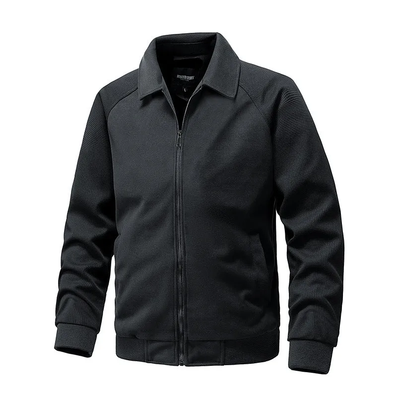 Herren Lässige Sweatjacke mit Reißverschluss und strukturierten Rippenärmeln Drune