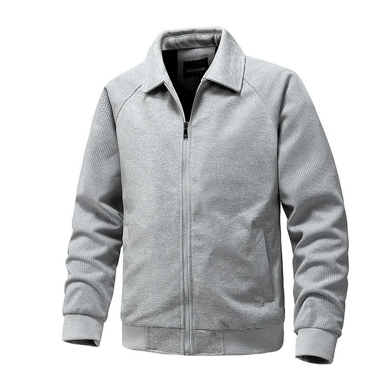 Herren Lässige Sweatjacke mit Reißverschluss und strukturierten Rippenärmeln Drune