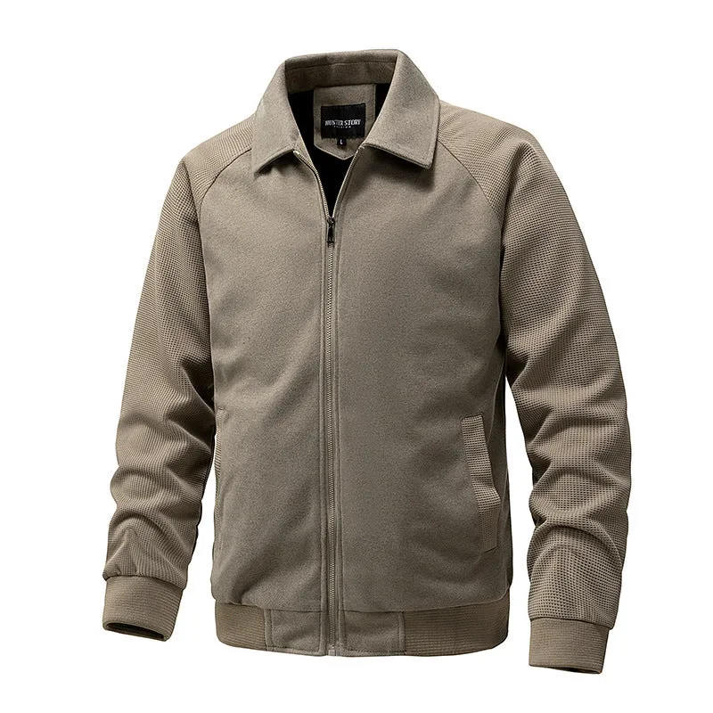 Herren Lässige Sweatjacke mit Reißverschluss und strukturierten Rippenärmeln Drune