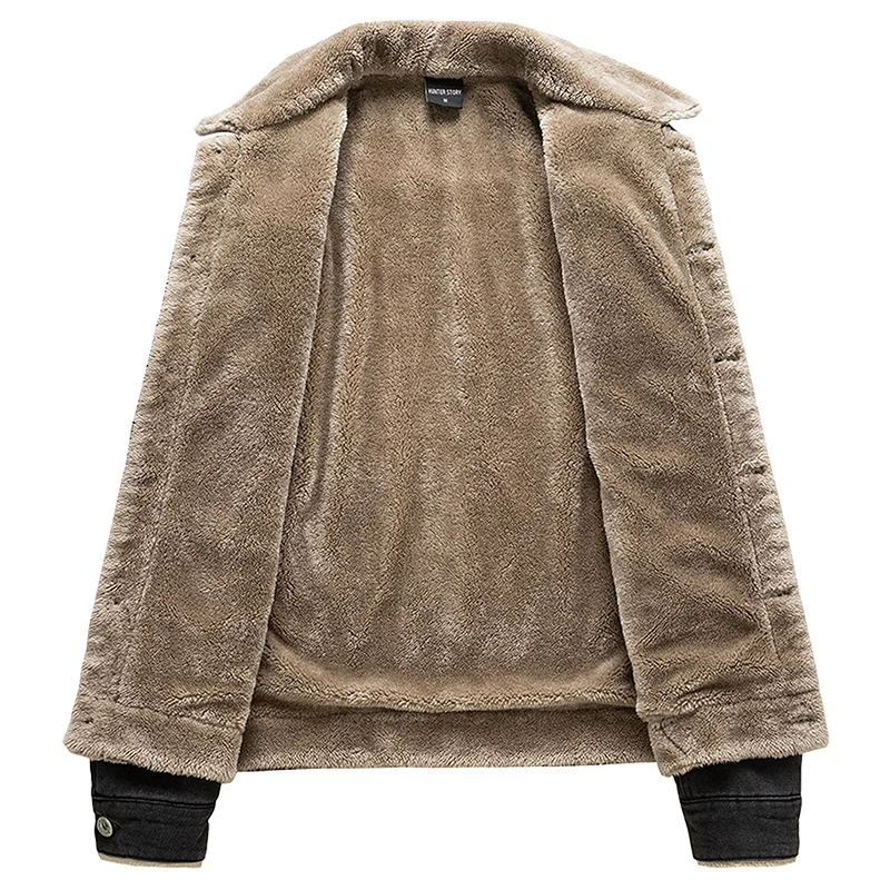 Herren Jeansjacke mit Teddyfutter und Vintage-Waschung Drune
