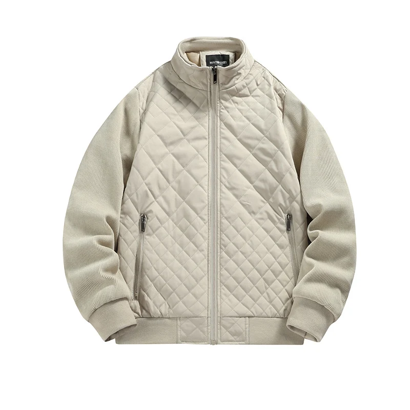 Herren gesteppte Hybridjacke mit Stehkragen und Strickärmeln Drune