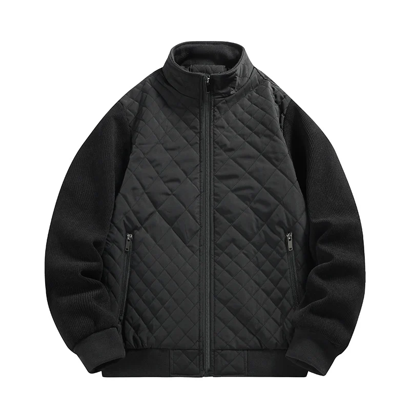 Herren gesteppte Hybridjacke mit Stehkragen und Strickärmeln Drune