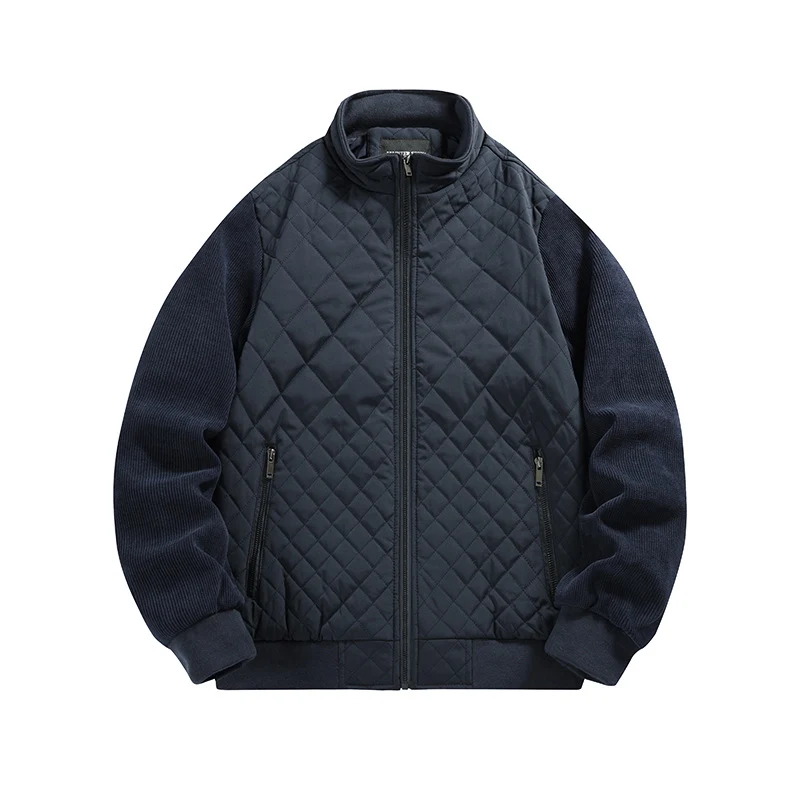 Herren gesteppte Hybridjacke mit Stehkragen und Strickärmeln Drune