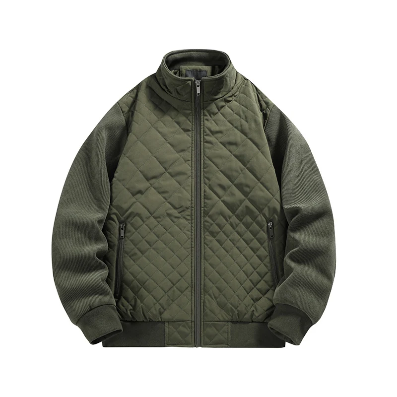 Herren gesteppte Hybridjacke mit Stehkragen und Strickärmeln Drune
