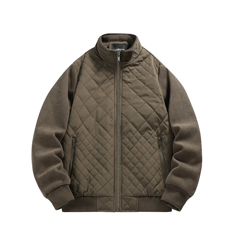 Herren gesteppte Hybridjacke mit Stehkragen und Strickärmeln Drune