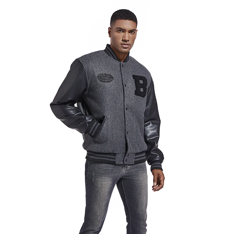 Herren Collegejacke aus Wollmix mit verstärkten Lederärmeln Drune