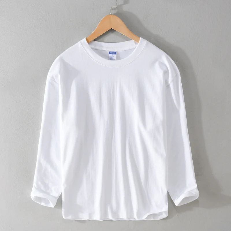Unisex Langärmliges Premium-Basics-Langarmshirt aus Baumwollmix mit Rundhalsausschnitt Drune