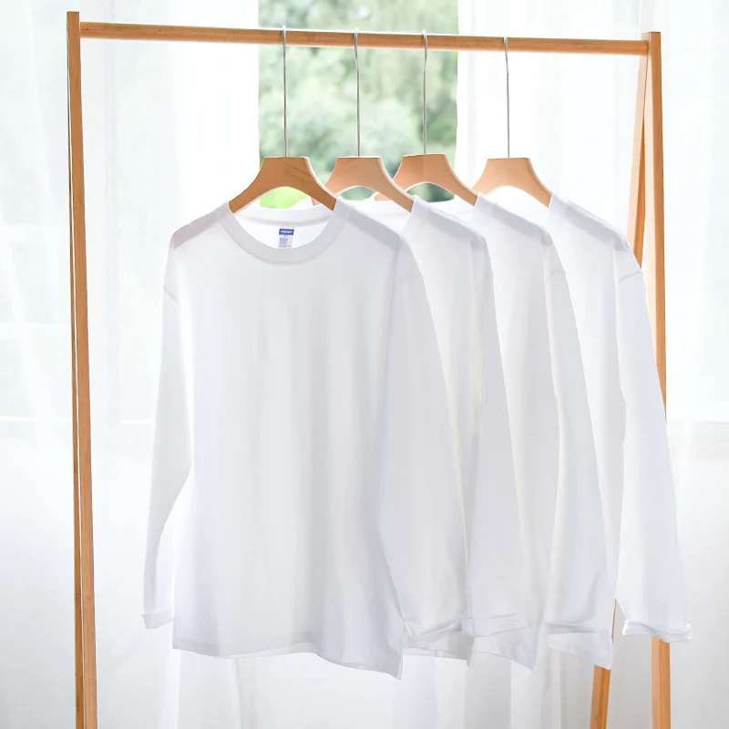 Unisex Langärmliges Premium-Basics-Langarmshirt aus Baumwollmix mit Rundhalsausschnitt Drune