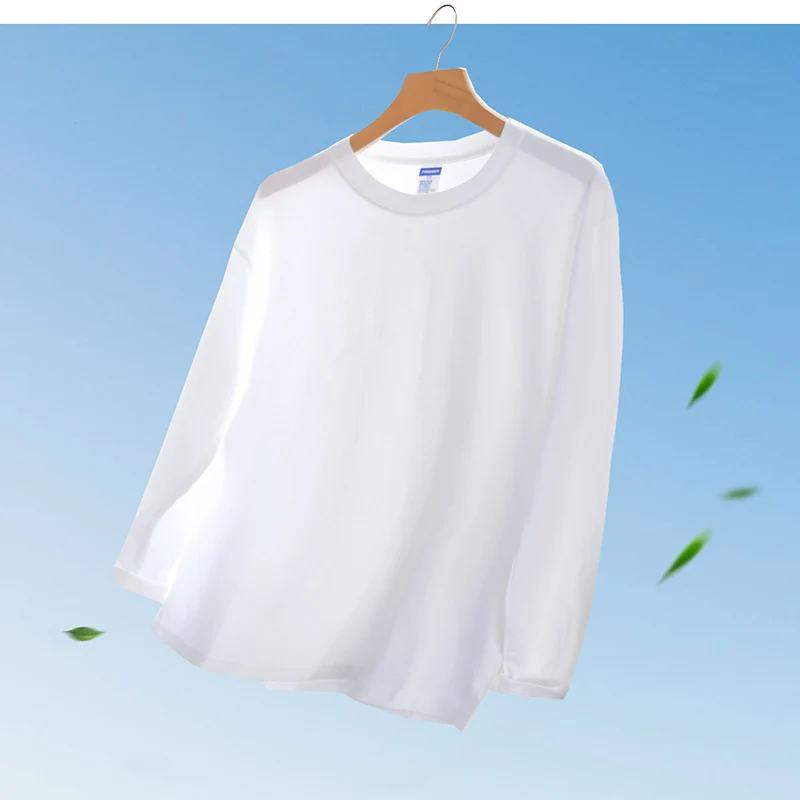 Unisex Langärmliges Premium-Basics-Langarmshirt aus Baumwollmix mit Rundhalsausschnitt Drune