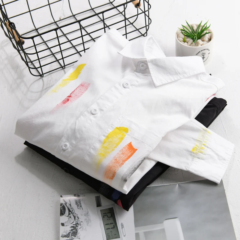 Unisex Bedrucktes Baumwoll-Overshirt im Künstlerprint mit Brusttasche Drune