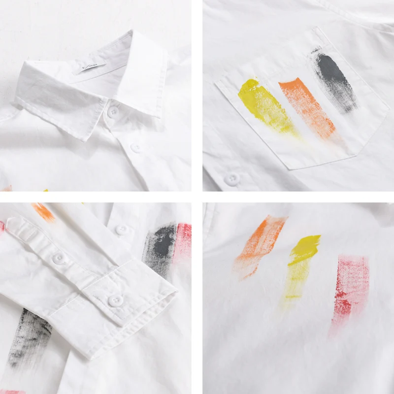 Unisex Bedrucktes Baumwoll-Overshirt im Künstlerprint mit Brusttasche Drune