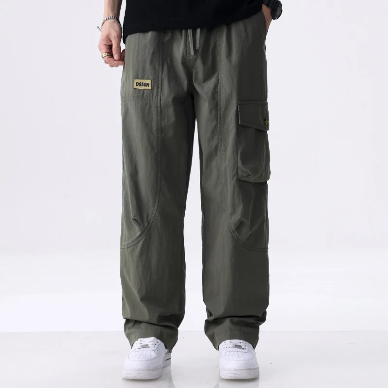 Herren Weite Utility-Cargohose aus Baumwollmix mit Kordelzugbund und aufgesetzten Klappentaschen Drune