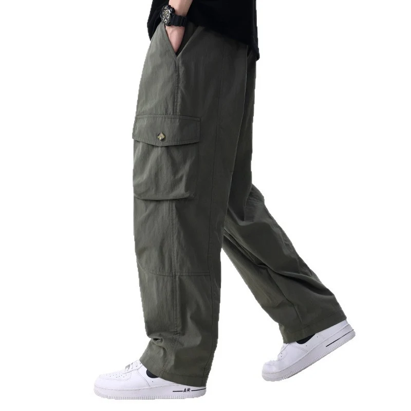 Herren Weite Utility-Cargohose aus Baumwollmix mit Kordelzugbund und aufgesetzten Klappentaschen Drune