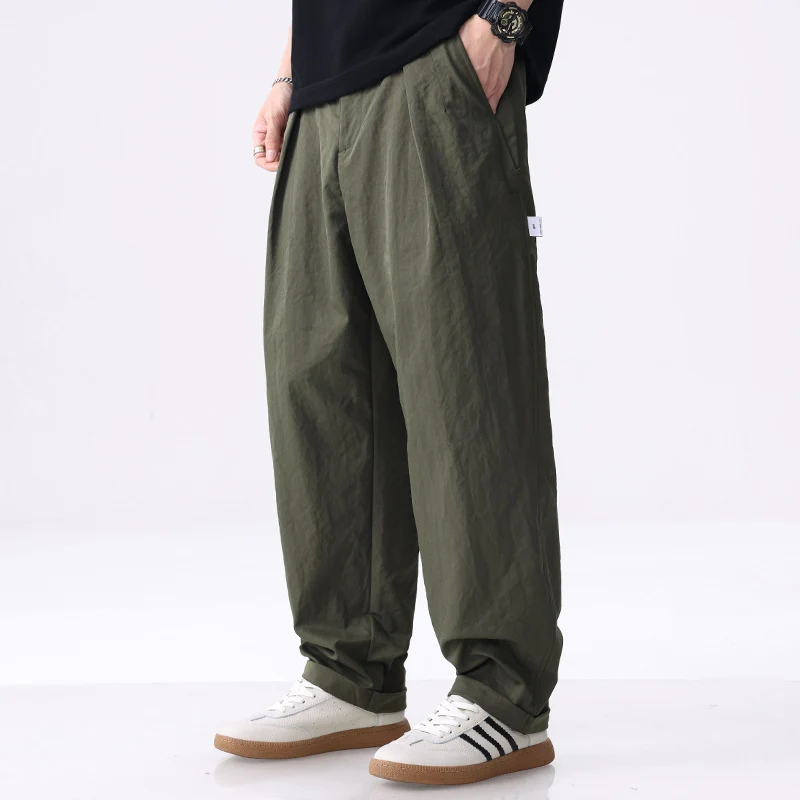 Herren Weite Baumwollmix-Cargohose mit Bundfalten und elastischem Kordelzug Drune