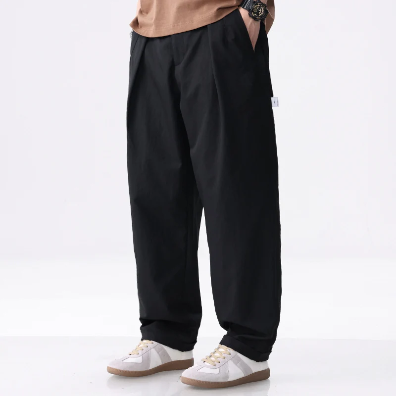 Herren Weite Baumwollmix-Cargohose mit Bundfalten und elastischem Kordelzug Drune