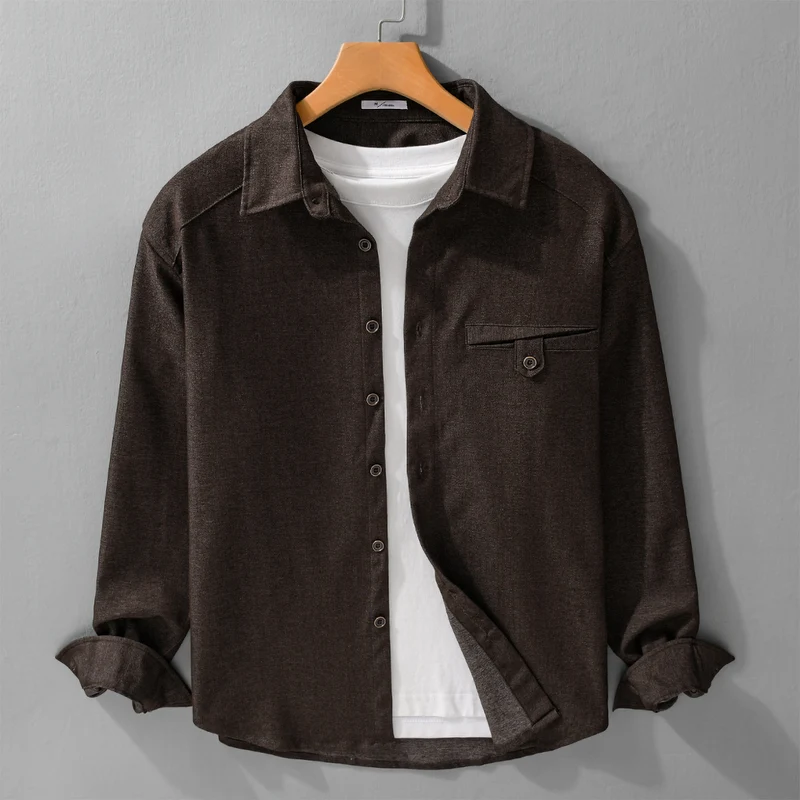 Herren Weiches Denim-Overshirt mit Pattentasche und lockerem Schnitt Drune