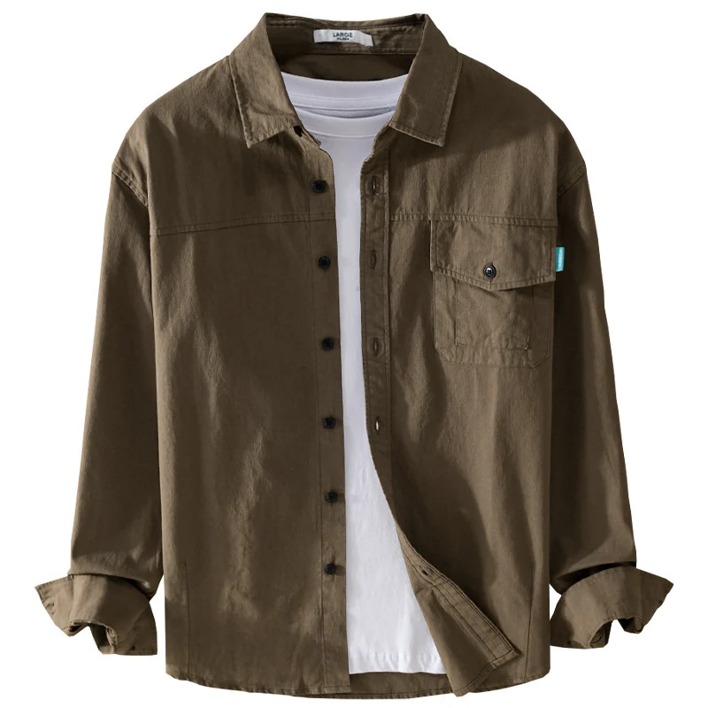 Herren Vintage-inspiriertes Worker-Overshirt aus Baumwollmix mit Brustklappe und entspannter Passform Drune