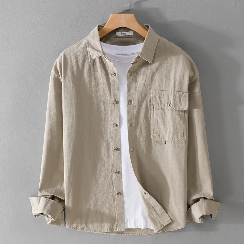 Herren Vielseitiges Baumwoll-Overshirt mit aufgesetzter Klappentasche und entspanntem Schnitt Drune