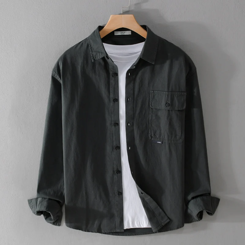 Herren Vielseitiges Baumwoll-Overshirt mit aufgesetzter Klappentasche und entspanntem Schnitt Drune