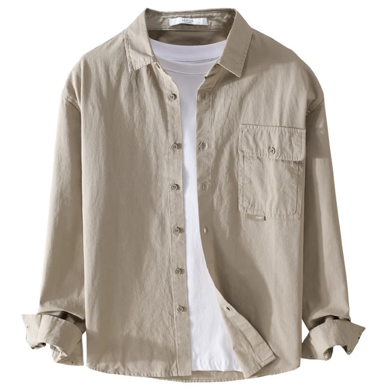 Herren Vielseitiges Baumwoll-Overshirt mit aufgesetzter Klappentasche und entspanntem Schnitt Drune