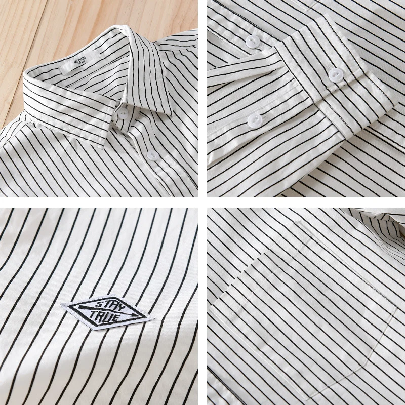 Herren Vertikalgestreiftes Relaxed-Fit Hemdjacken-Overshirt aus leichtem Baumwollmix Drune