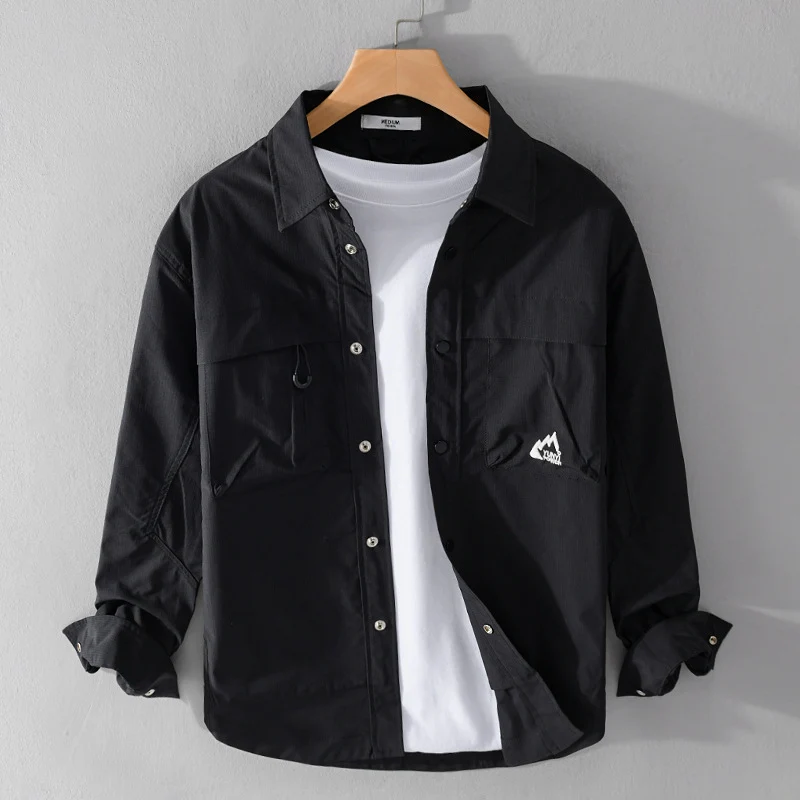 Herren Utility-Overshirt im Field-Stil mit Druckknopf-Leiste und Doppelbrusttaschen Drune