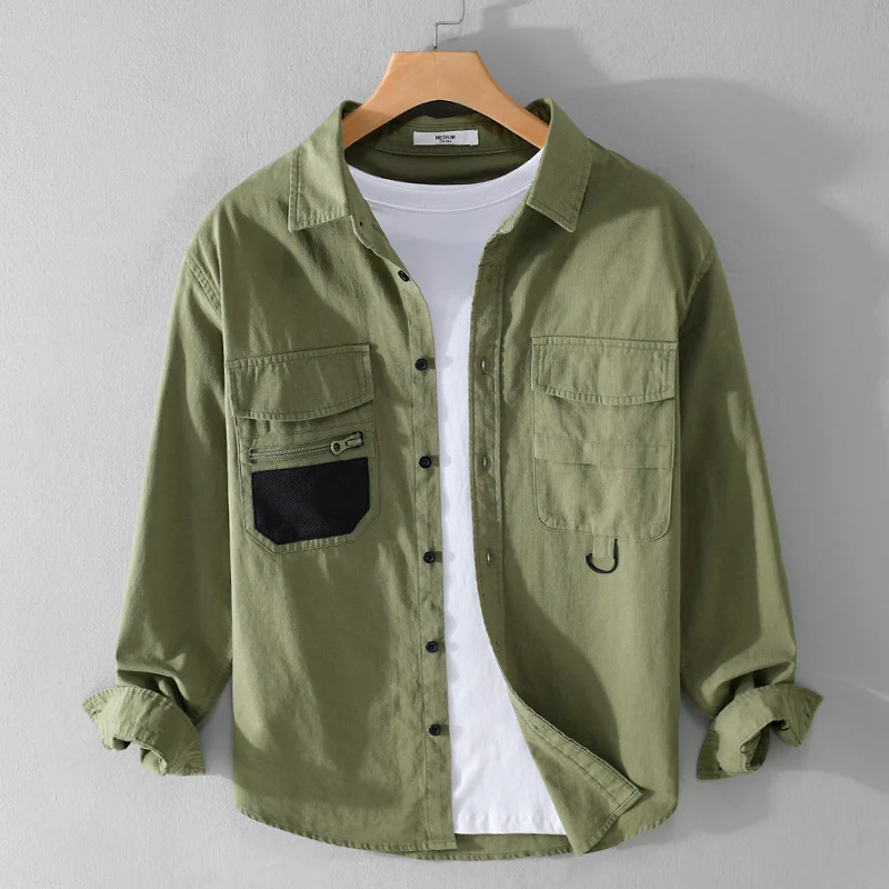 Herren Utility-Overshirt aus Baumwollmix mit Mehrfachtaschen und D-Ring Drune