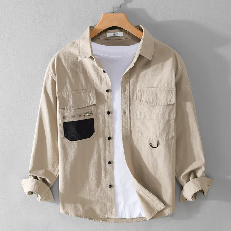 Herren Utility-Overshirt aus Baumwollmix mit Mehrfachtaschen und D-Ring Drune