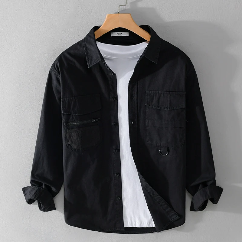 Herren Utility-Overshirt aus Baumwollmix mit Mehrfachtaschen und D-Ring Drune